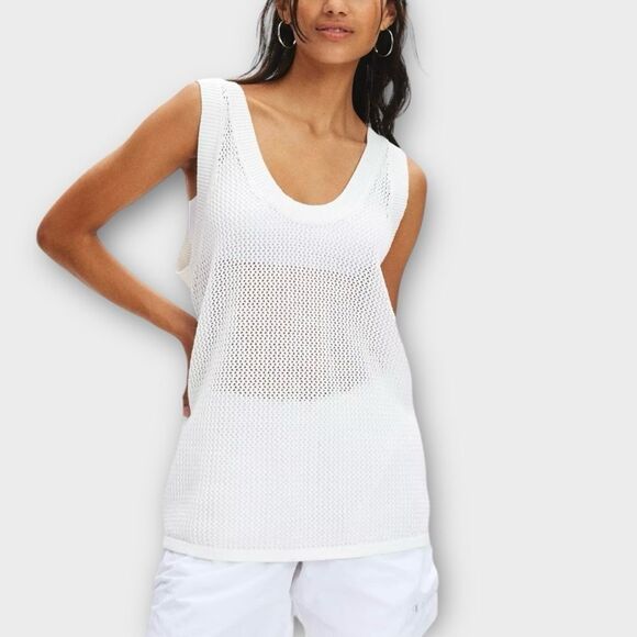 THE UPSIDE Fenway Wales Knit Sleeveless Tank Top in Natural Women’s Size L NWOT - Picture 1 of 8